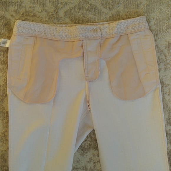 Adrianne Papell Ankle Cropped Pants 12 Tan White Pattern - Picture 9 of 15